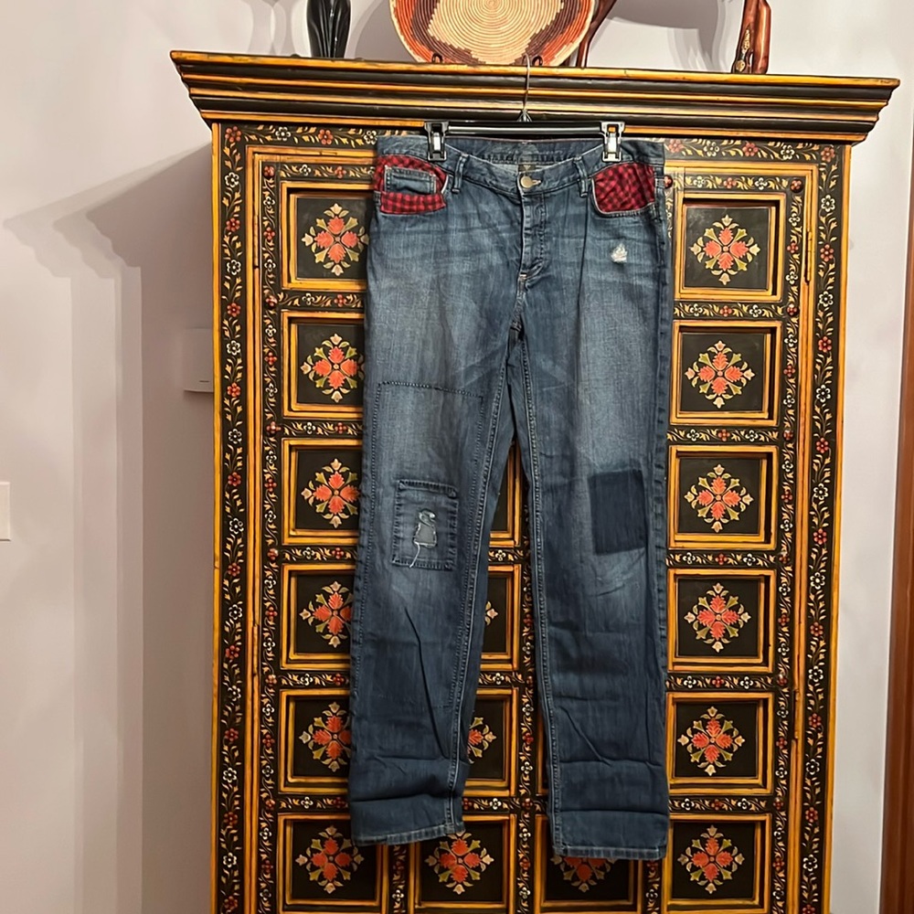 Vintage Eddie Bauer Boyfriend Flannel Accents Jeans Size 12